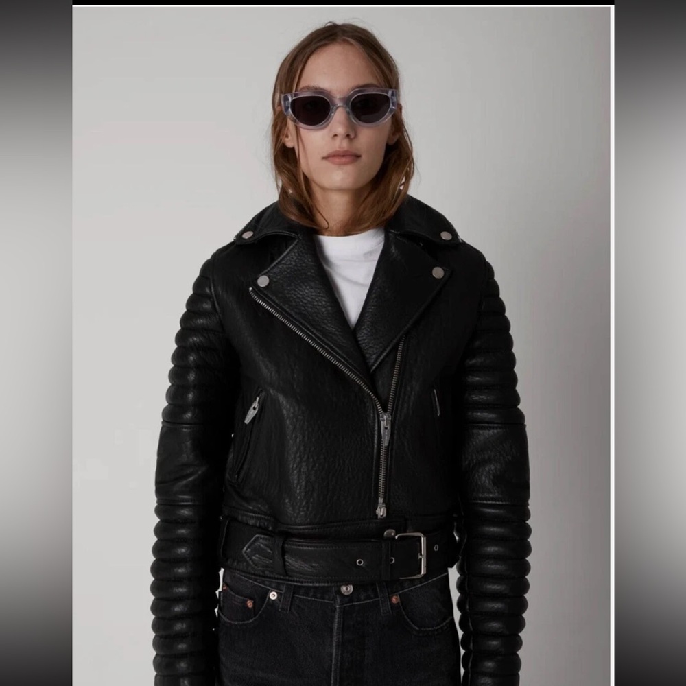 The Arrivals Rainier Black Leather Moto Jacket with Asymmetrical Zipper